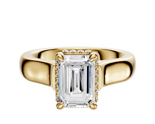 14K Yellow Gold 4 Prong Collar Cathedral Dome 4.0mm Engagement Ring