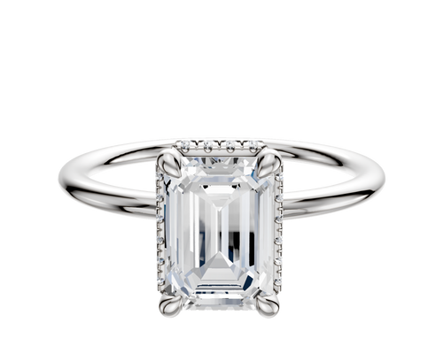 18K White Gold 4 Prong Collar Classic Dome 1.5mm Engagement Ring
