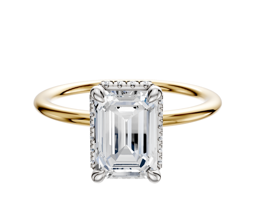 14K Two Tone 4 Prong Collar Classic Dome 1.5mm Engagement Ring