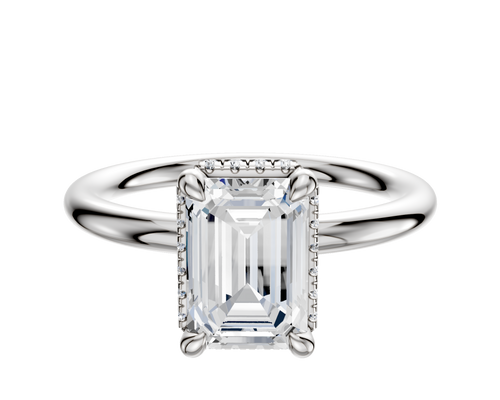 18K White Gold 4 Prong Collar Classic Dome 2.0mm Engagement Ring