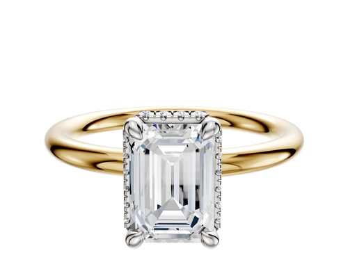 18K Two Tone 4 Prong Collar Classic Dome 2.0mm Engagement Ring