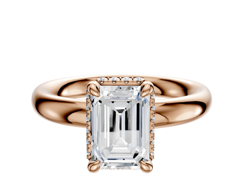 18K Rose Gold 4 Prong Collar Classic Dome 3.0mm Engagement Ring