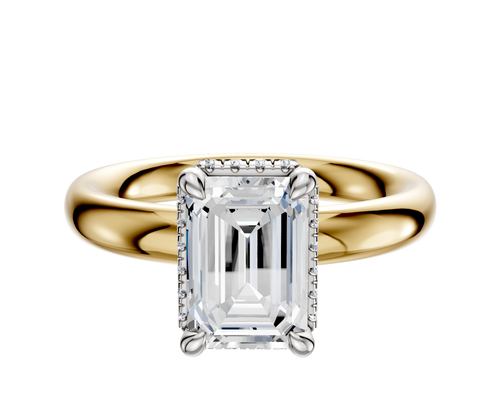 18K Two Tone 4 Prong Collar Classic Dome 3.0mm Engagement Ring