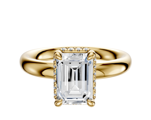 18K Yellow Gold 4 Prong Collar Classic Dome 3.0mm Engagement Ring
