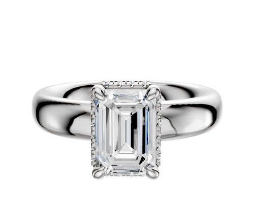 14K White Gold 4 Prong Collar Classic Dome 4.0mm Engagement Ring
