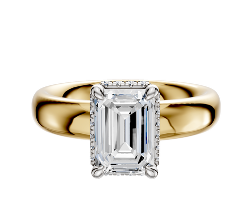 14K Two Tone 4 Prong Collar Classic Dome 4.0mm Engagement Ring