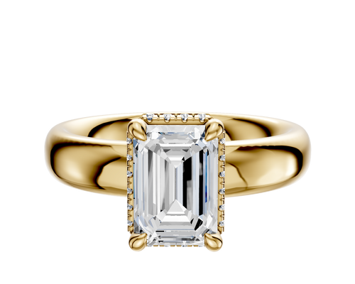 14K Yellow Gold 4 Prong Collar Classic Dome 4.0mm Engagement Ring