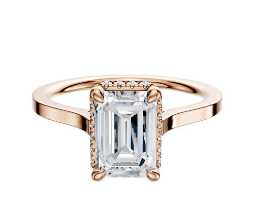 18K Rose Gold 4 Prong Collar Cathedral Flat 1.5mm Engagement Ring