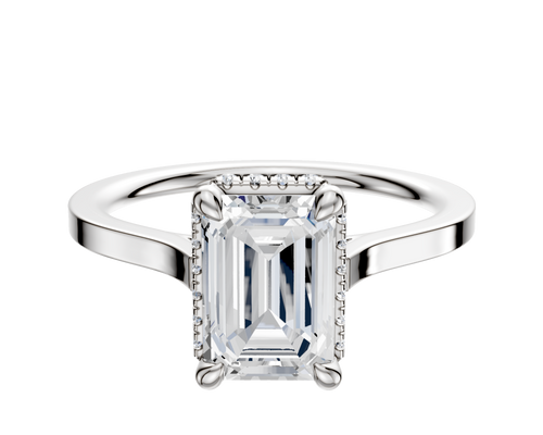 18K White Gold 4 Prong Collar Cathedral Flat 1.5mm Engagement Ring