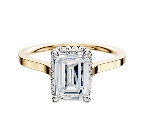 14K Two Tone 4 Prong Collar Cathedral Flat 1.5mm Engagement Ring