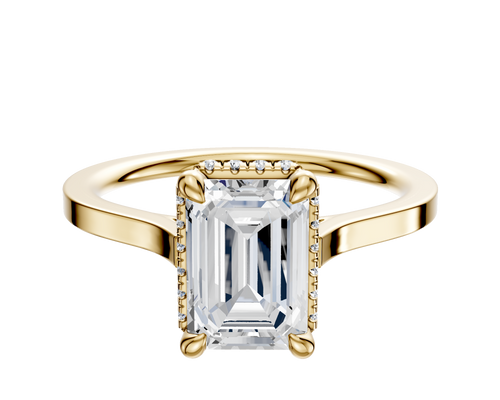 18K Yellow Gold 4 Prong Collar Cathedral Flat 1.5mm Engagement Ring
