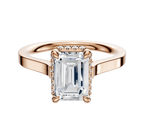 18K Rose Gold 4 Prong Collar Cathedral Flat 2.0mm Engagement Ring