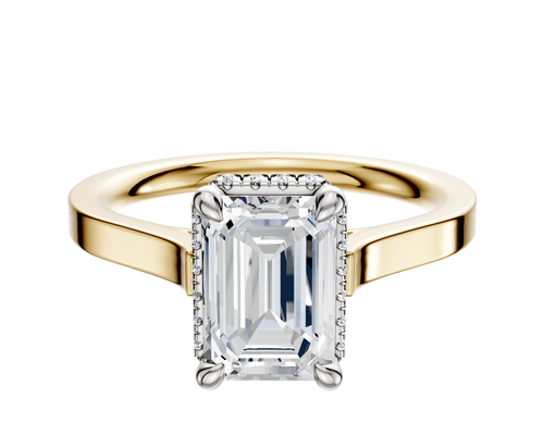 18K Two Tone 4 Prong Collar Cathedral Flat 2.0mm Engagement Ring