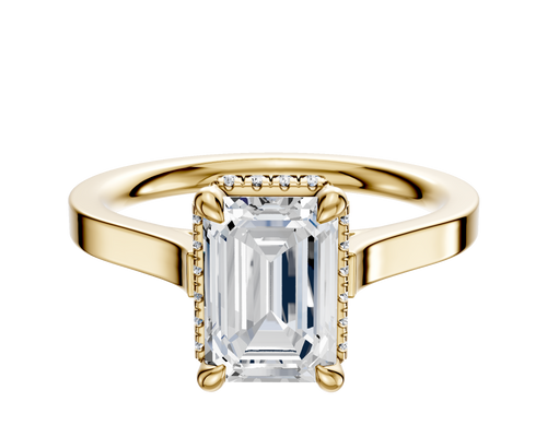 14K Yellow Gold 4 Prong Collar Cathedral Flat 2.0mm Engagement Ring