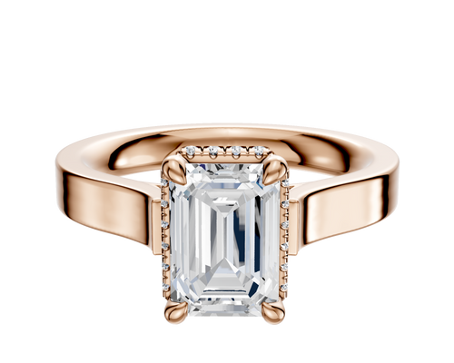 18K Rose Gold 4 Prong Collar Cathedral Flat 3.0mm Engagement Ring