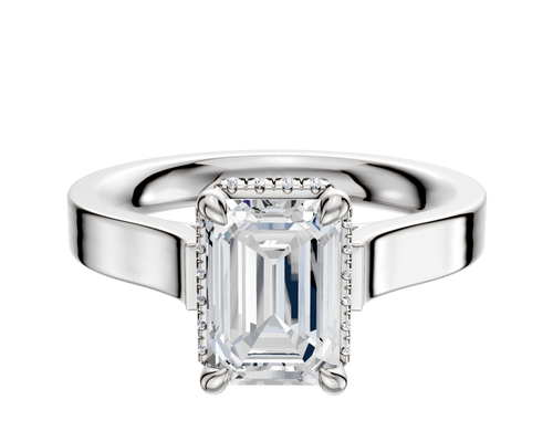 Platinum 4 Prong Collar Cathedral Flat 3.0mm Engagement Ring