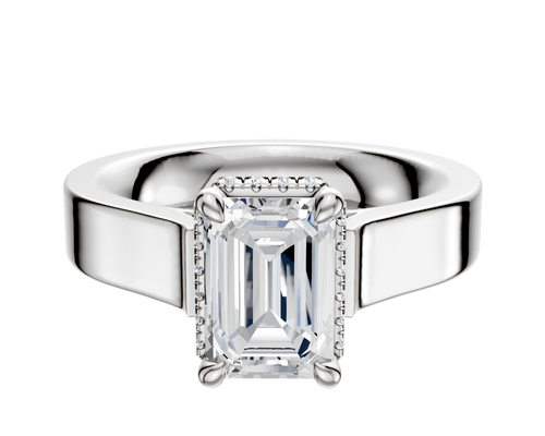 Platinum 4 Prong Collar Cathedral Flat 4.0mm Engagement Ring