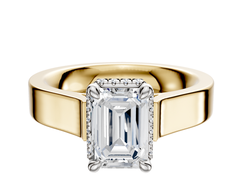 14K Two Tone 4 Prong Collar Cathedral Flat 4.0mm Engagement Ring