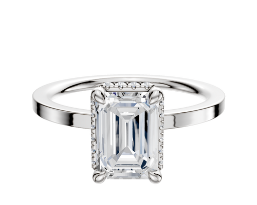 18K White Gold 4 Prong Collar Classic Flat 1.5mm Engagement Ring