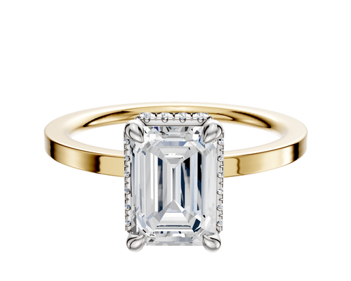 18K Two Tone 4 Prong Collar Classic Flat 1.5mm Engagement Ring
