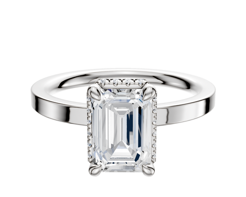 14K White Gold 4 Prong Collar Classic Flat 2.0mm Engagement Ring