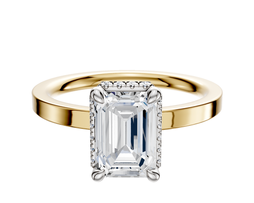 18K Two Tone 4 Prong Collar Classic Flat 2.0mm Engagement Ring