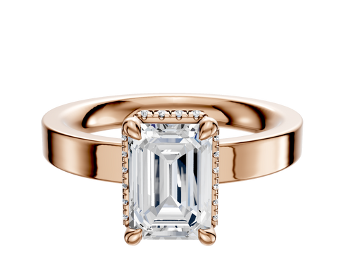 18K Rose Gold 4 Prong Collar Classic Flat 3.0mm Engagement Ring