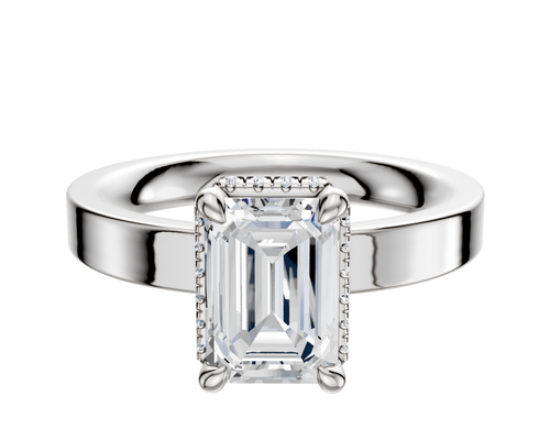 14K White Gold 4 Prong Collar Classic Flat 3.0mm Engagement Ring