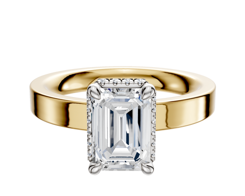 14K Two Tone 4 Prong Collar Classic Flat 3.0mm Engagement Ring