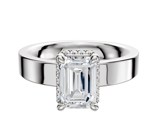 18K White Gold 4 Prong Collar Classic Flat 4.0mm Engagement Ring