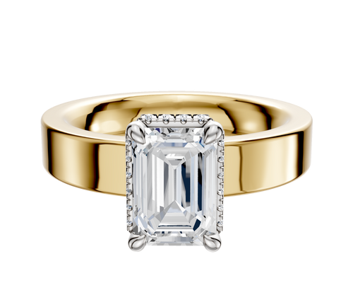 14K Two Tone 4 Prong Collar Classic Flat 4.0mm Engagement Ring
