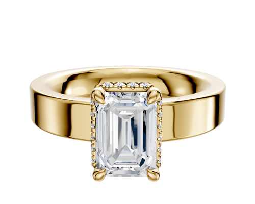 18K Yellow Gold 4 Prong Collar Classic Flat 4.0mm Engagement Ring