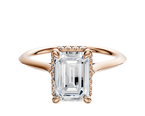 18K Rose Gold 4 Prong Collar Cathedral Knife Edge 1.5mm Engagement Ring