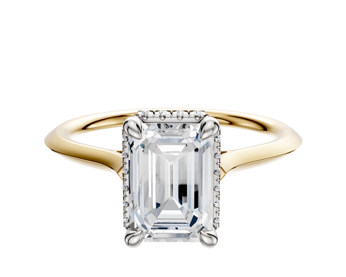 18K Two Tone 4 Prong Collar Cathedral Knife Edge 1.5mm Engagement Ring
