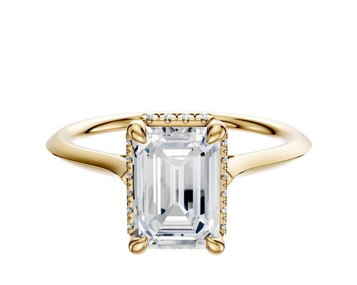 18K Yellow Gold 4 Prong Collar Cathedral Knife Edge 1.5mm Engagement Ring