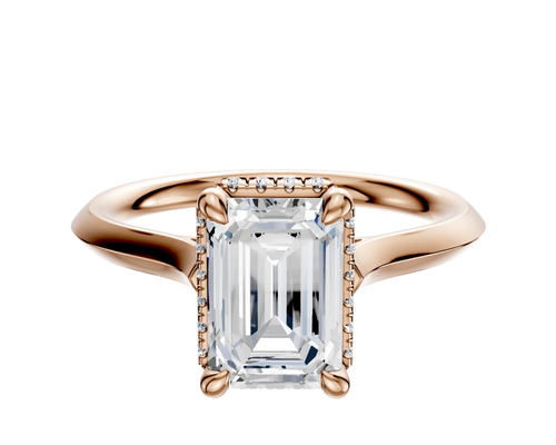18K Rose Gold 4 Prong Collar Cathedral Knife Edge 2.0mm Engagement Ring