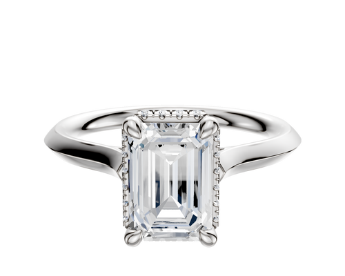 Platinum 4 Prong Collar Cathedral Knife Edge 2.0mm Engagement Ring