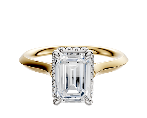 14K Two Tone 4 Prong Collar Cathedral Knife Edge 2.0mm Engagement Ring