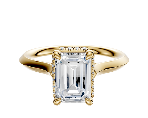 14K Yellow Gold 4 Prong Collar Cathedral Knife Edge 2.0mm Engagement Ring