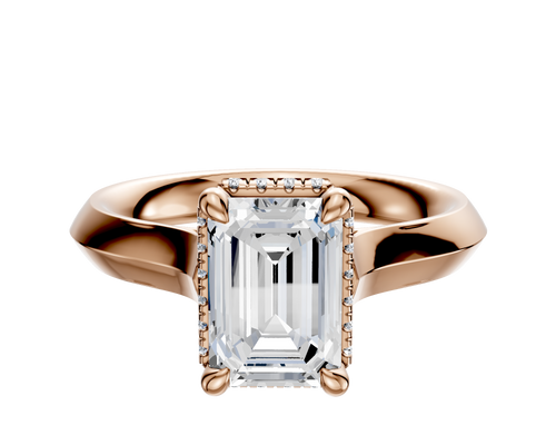 18K Rose Gold 4 Prong Collar Cathedral Knife Edge 3.0mm Engagement Ring