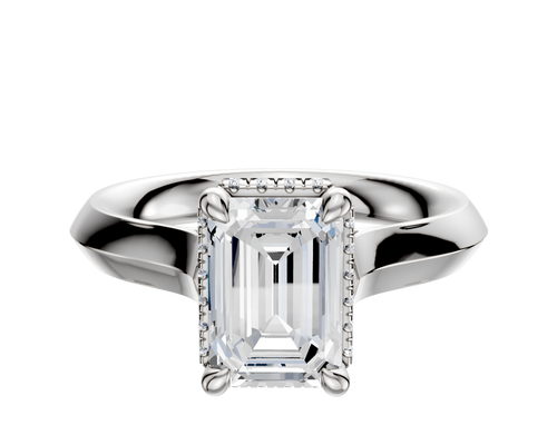 14K White Gold 4 Prong Collar Cathedral Knife Edge 3.0mm Engagement Ring