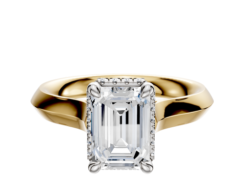 14K Two Tone 4 Prong Collar Cathedral Knife Edge 3.0mm Engagement Ring