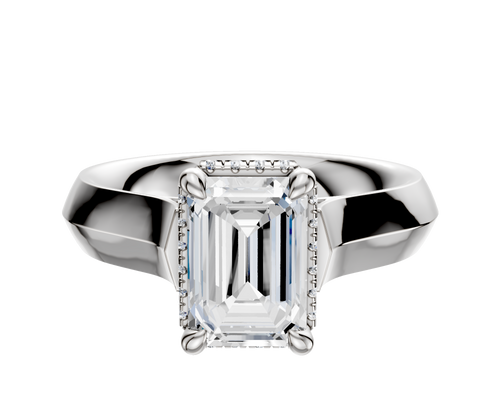 14K White Gold 4 Prong Collar Cathedral Knife Edge 4.0mm Engagement Ring
