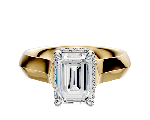 18K Two Tone 4 Prong Collar Cathedral Knife Edge 4.0mm Engagement Ring