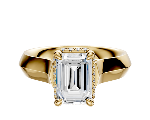18K Yellow Gold 4 Prong Collar Cathedral Knife Edge 4.0mm Engagement Ring