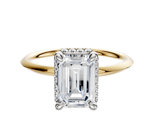 14K Two Tone 4 Prong Collar Classic Knife Edge 1.5mm Engagement Ring
