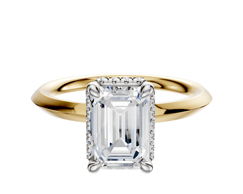 18K Two Tone 4 Prong Collar Classic Knife Edge 2.0mm Engagement Ring