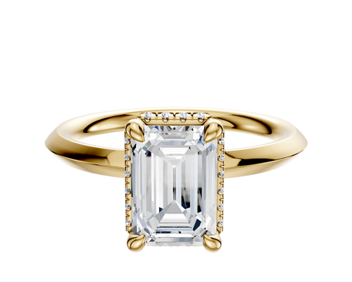 14K Yellow Gold 4 Prong Collar Classic Knife Edge 2.0mm Engagement Ring