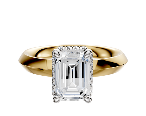 18K Two Tone 4 Prong Collar Classic Knife Edge 3.0mm Engagement Ring