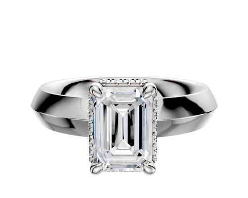 14K White Gold 4 Prong Collar Classic Knife Edge 4.0mm Engagement Ring